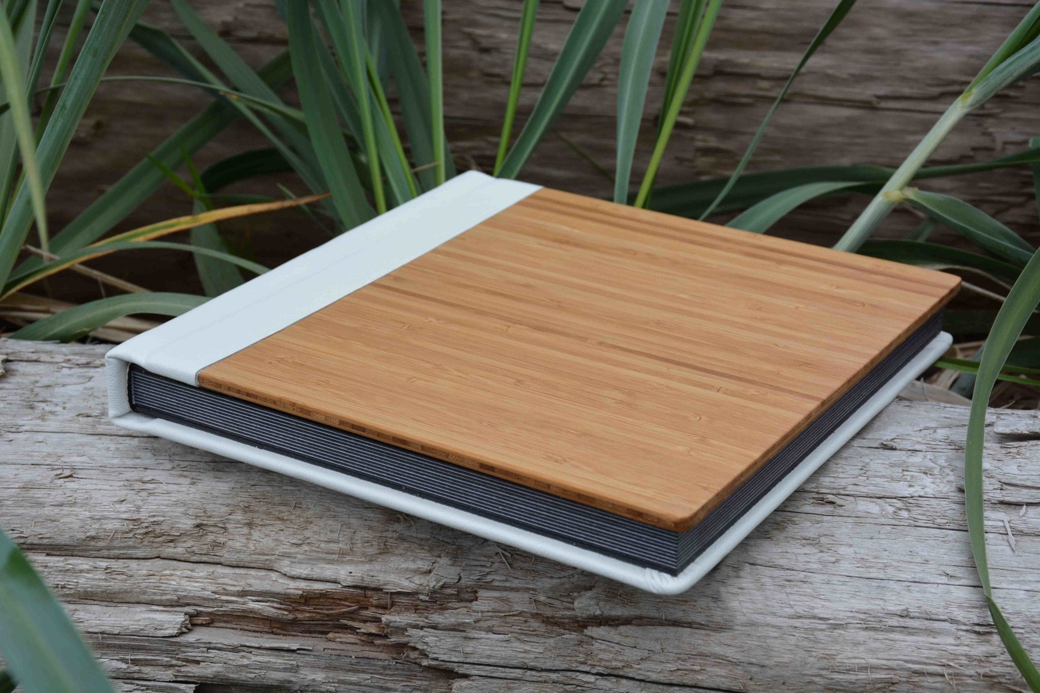 lifethreads albums bamboo cover with arctic white full grain leather