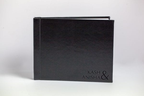 10x8 signing book, Raven cover with engraving